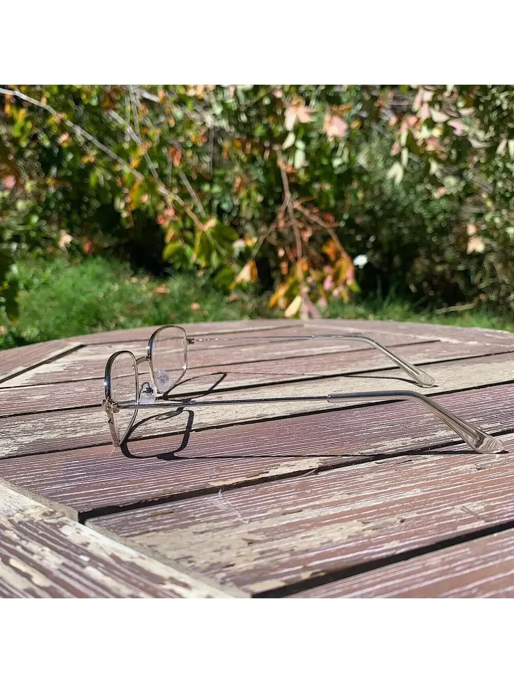 Vintage 2000s style unique Slim Silver Trim Clear Lenses Glasses. Glasses are